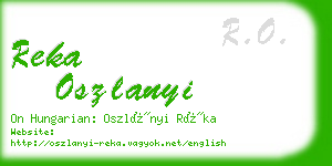 reka oszlanyi business card